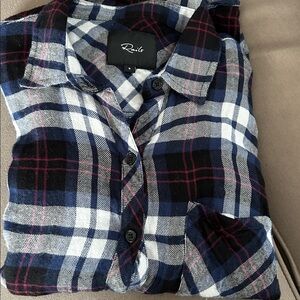 Rails Navy and White Checkered Shirt